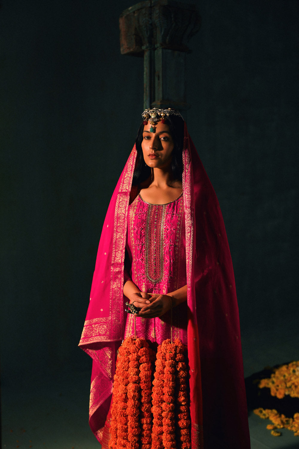 Pink Dola Jacquard Straight Fit Suit Set | HER-336