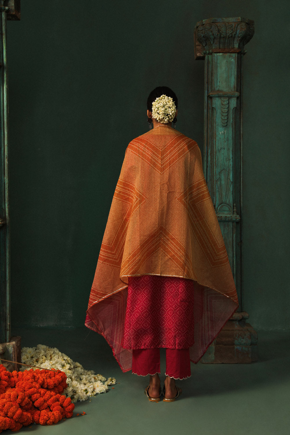 Bandhej Bagh Pink Chanderi Suit Set | HER-299