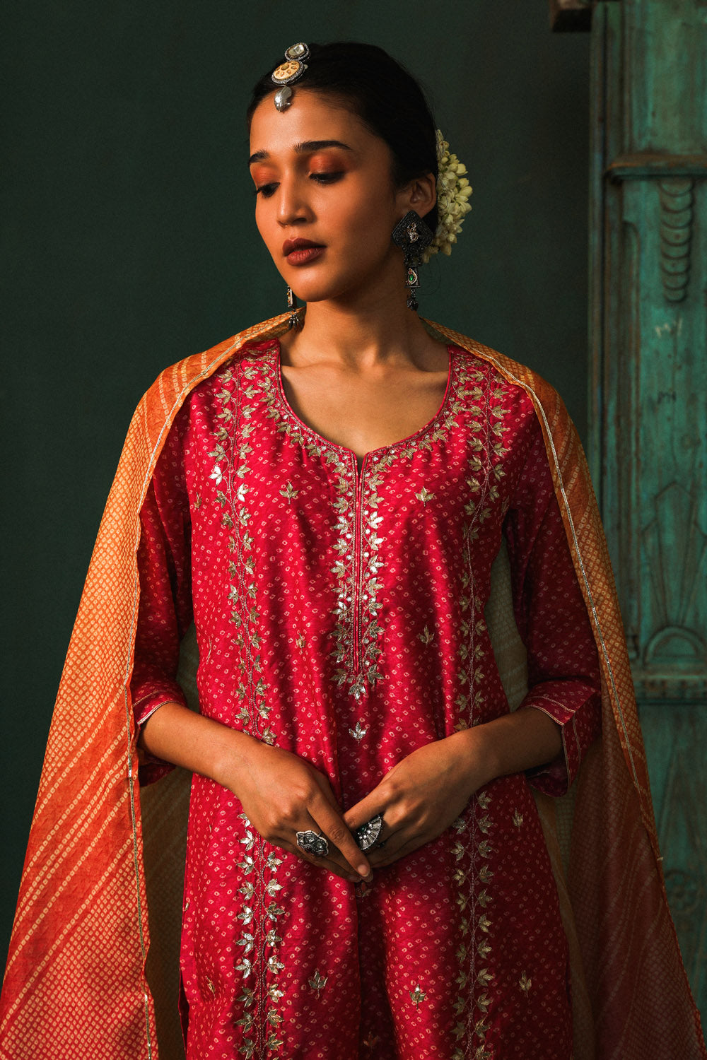 Bandhej Bagh Pink Chanderi Suit Set | HER-299