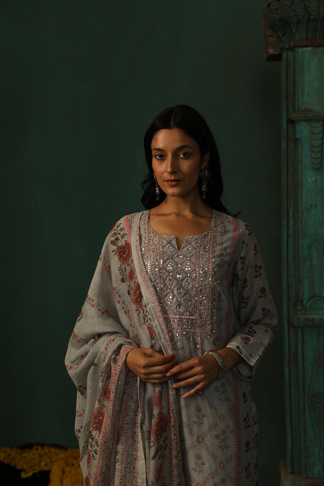 Grey Linen Suit Set | HER-301