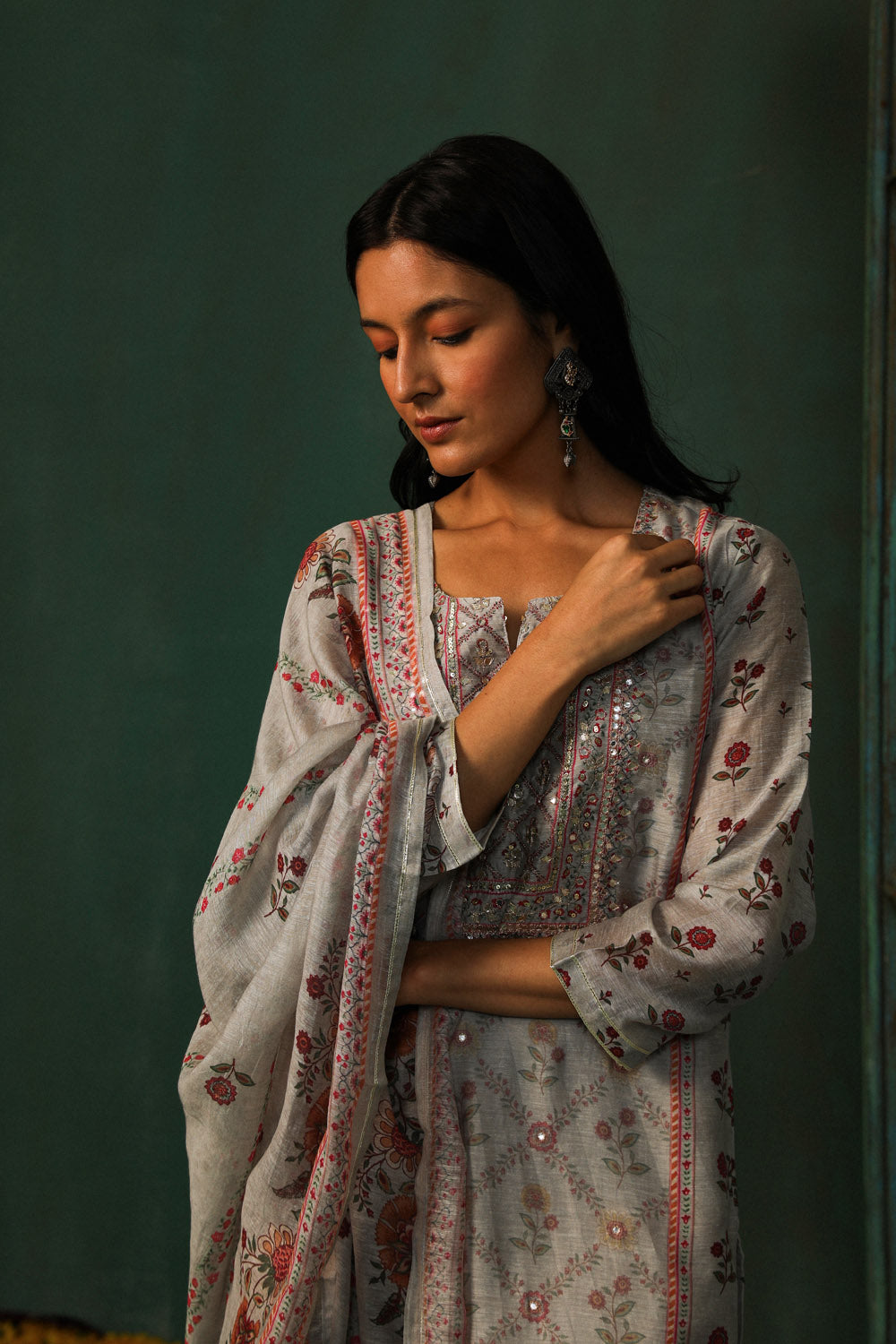 Grey Linen Suit Set | HER-301