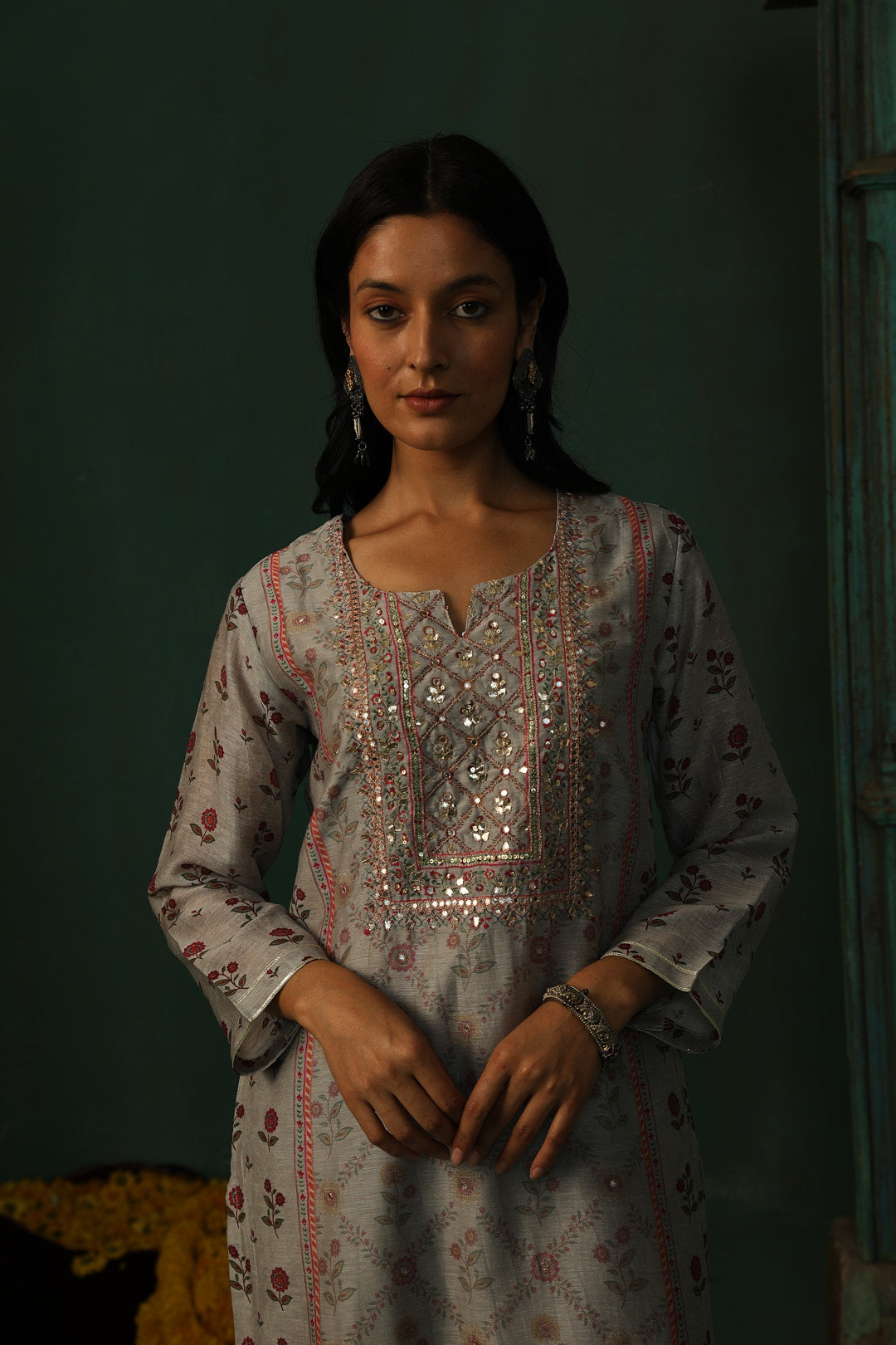 Grey Linen Suit Set | HER-301