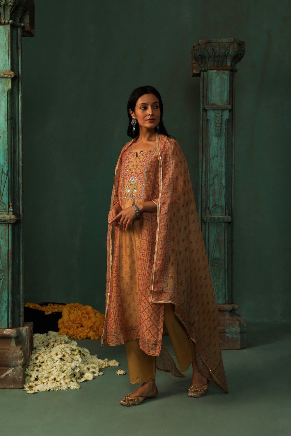 Mustard Yellow Linen Suit Set