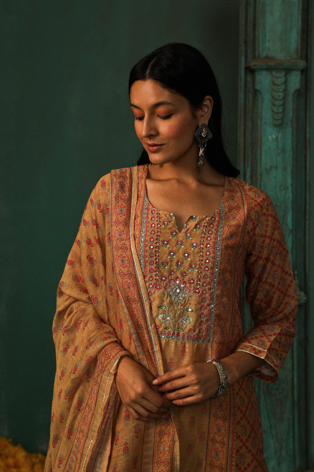 Mustard Yellow Linen Suit Set