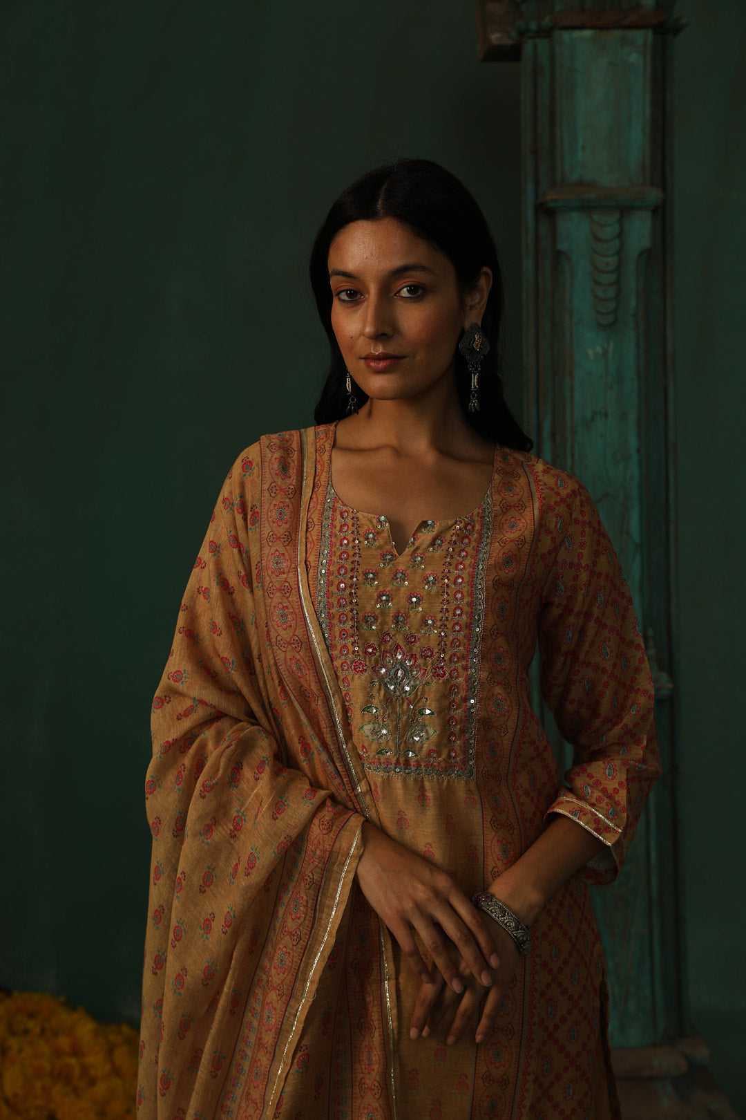 Mustard Yellow Linen Suit Set