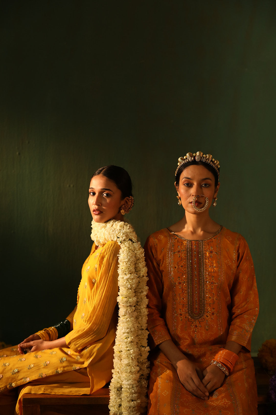 Yellow Dola Jacquard Straight Fit Suit Set | HER-336