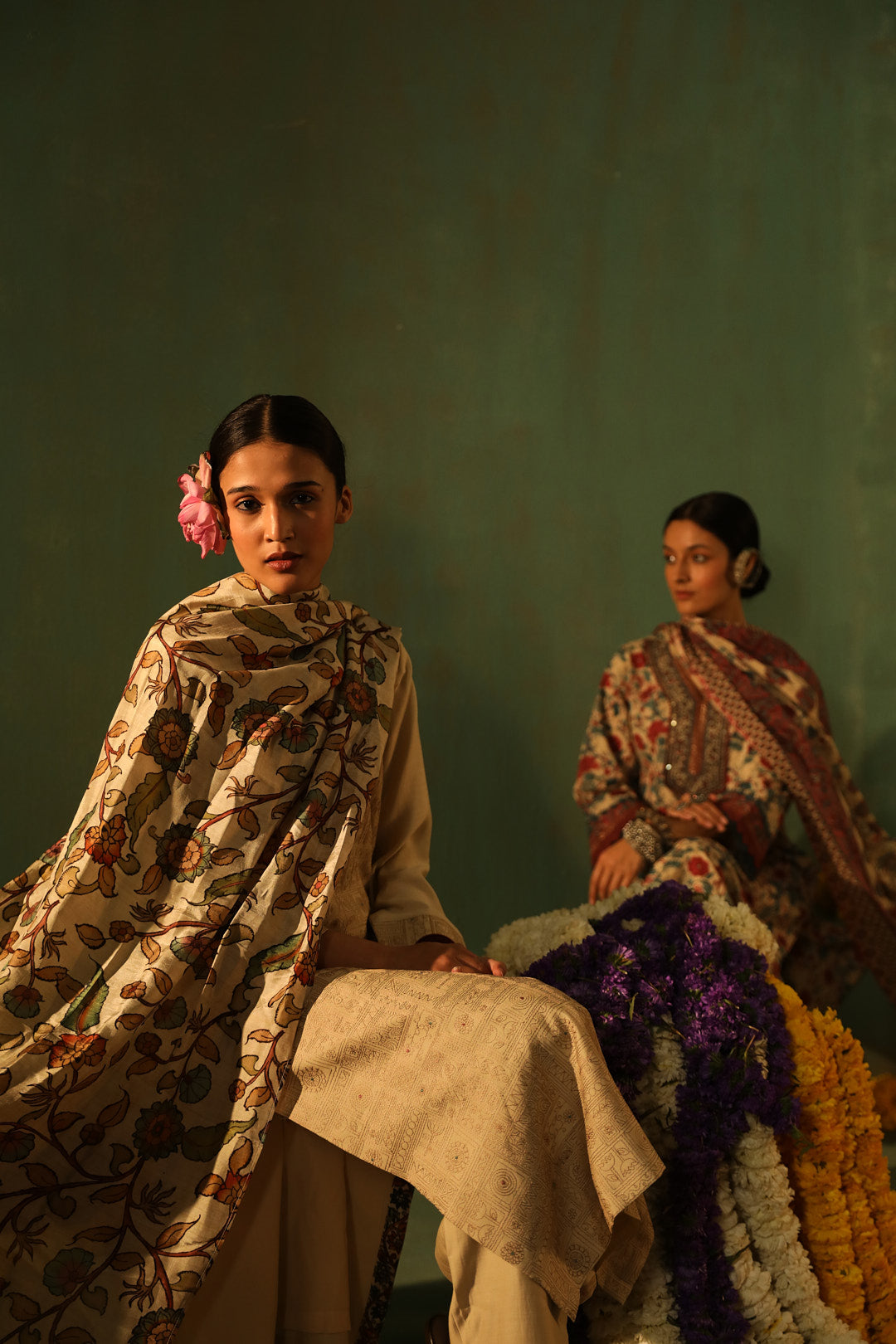 Beige Chanderi Suit Set with Kalamkari Dupatta | HER-335