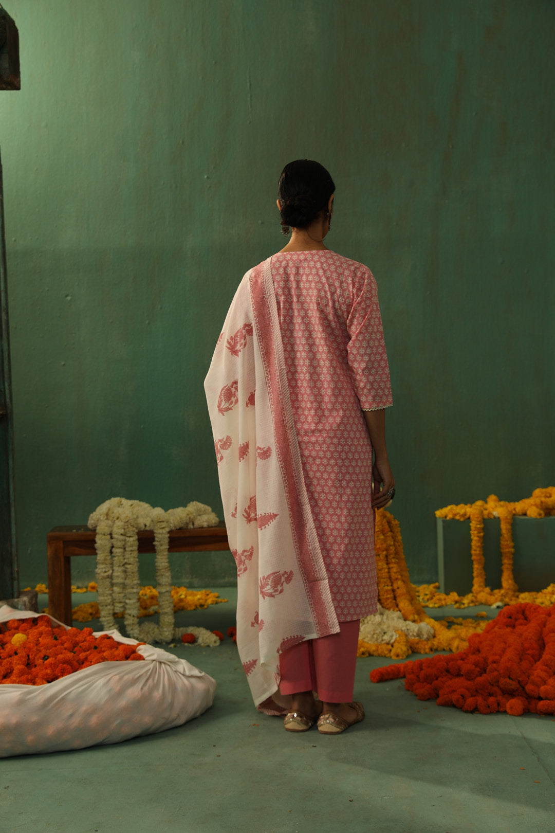 Pink Handblock Cotton Suit Set | HER-310