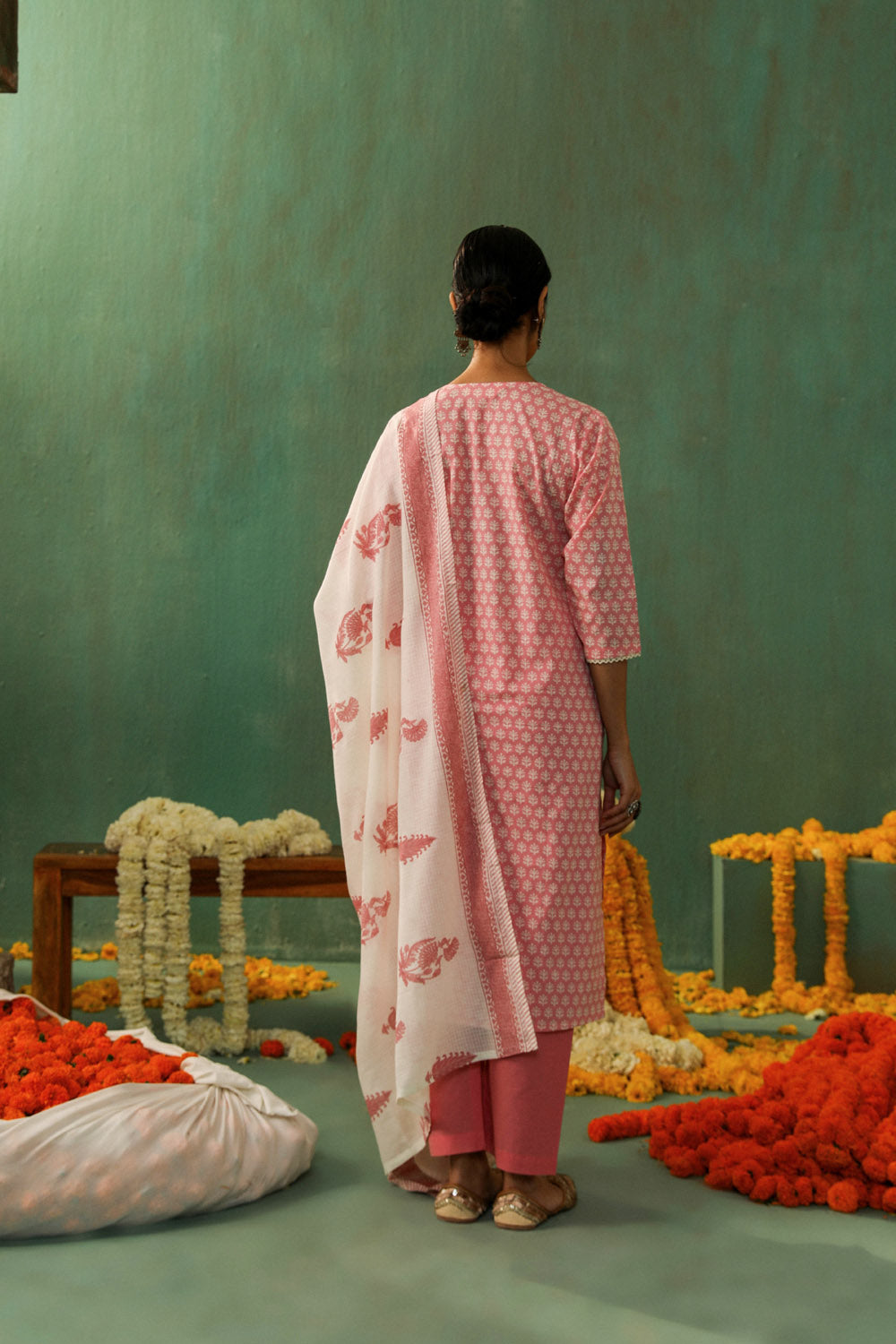 Pink Handblock Cotton Suit Set | HER-310