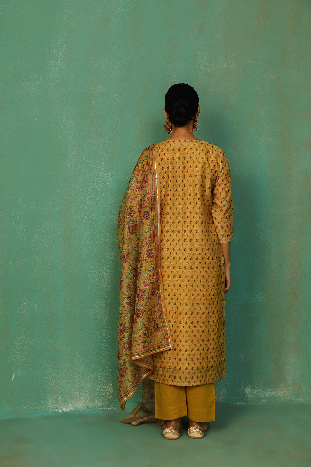 Mustard Straight Fit Chanderi Suit Set | HER-294