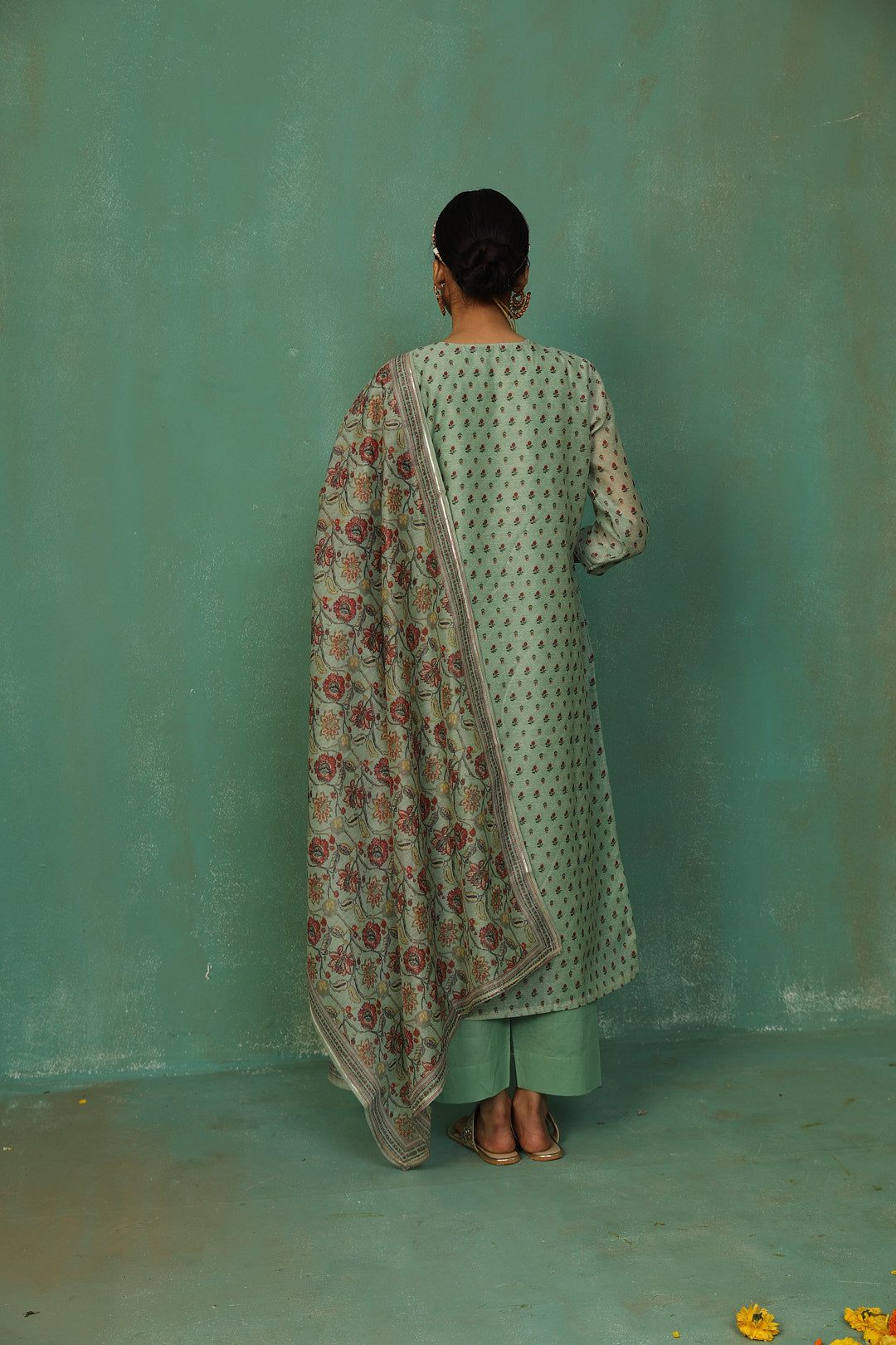 Pastel Green Chanderi Suit Set | HER-294