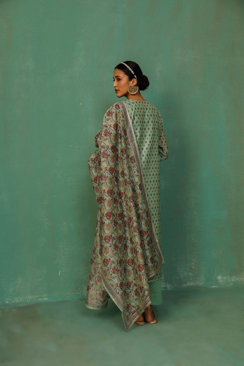Pastel Green Chanderi Suit Set | HER-294