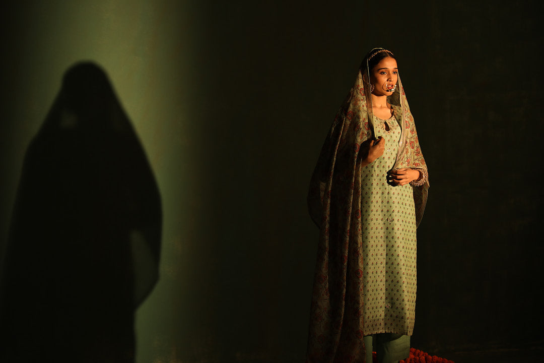 Pastel Green Chanderi Suit Set | HER-294