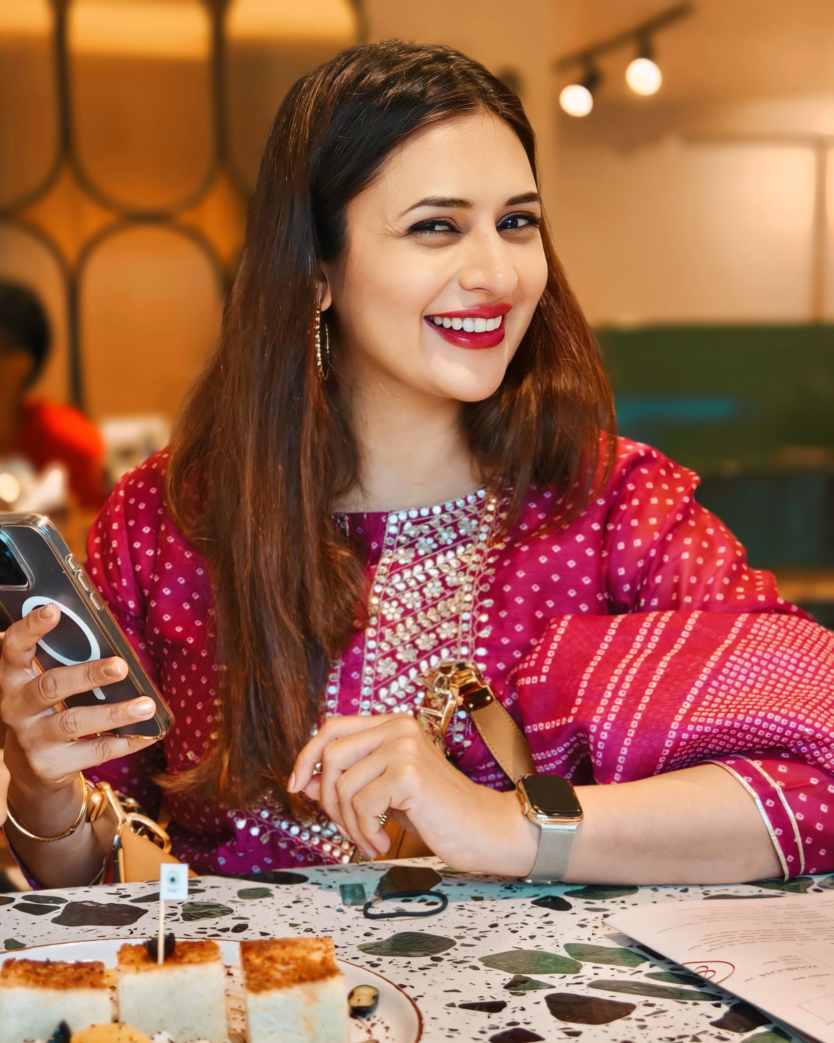 Wine Bandhani Chanderi Suit Set | HER-293