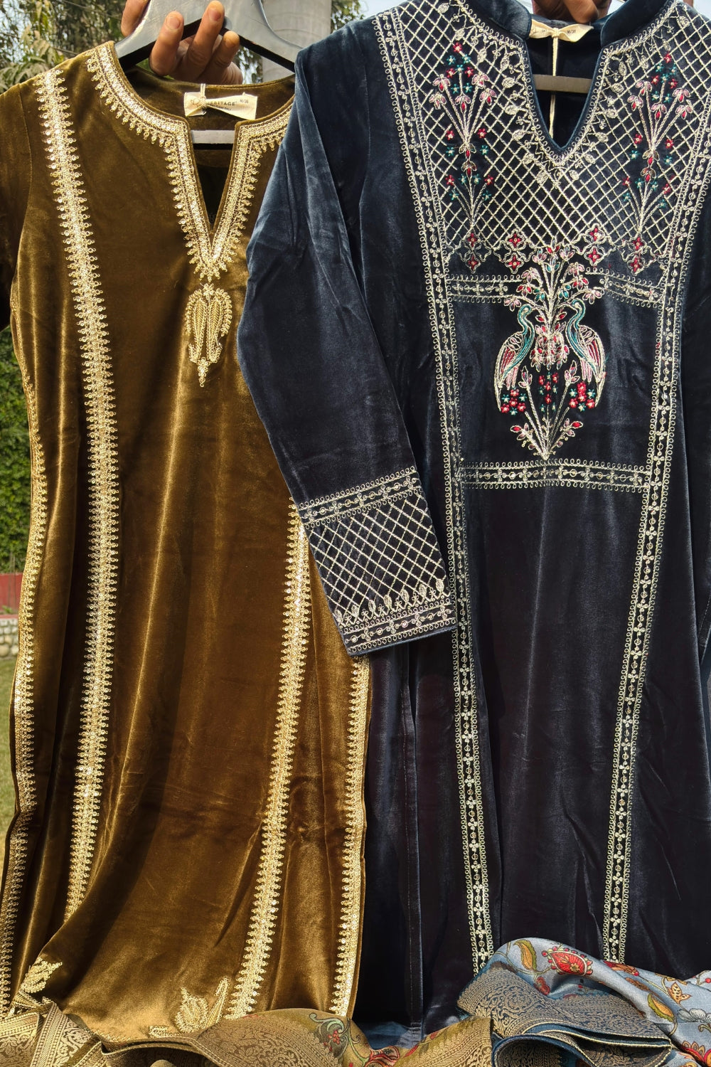 Navy Blue Velvet Suit Set | HER-442