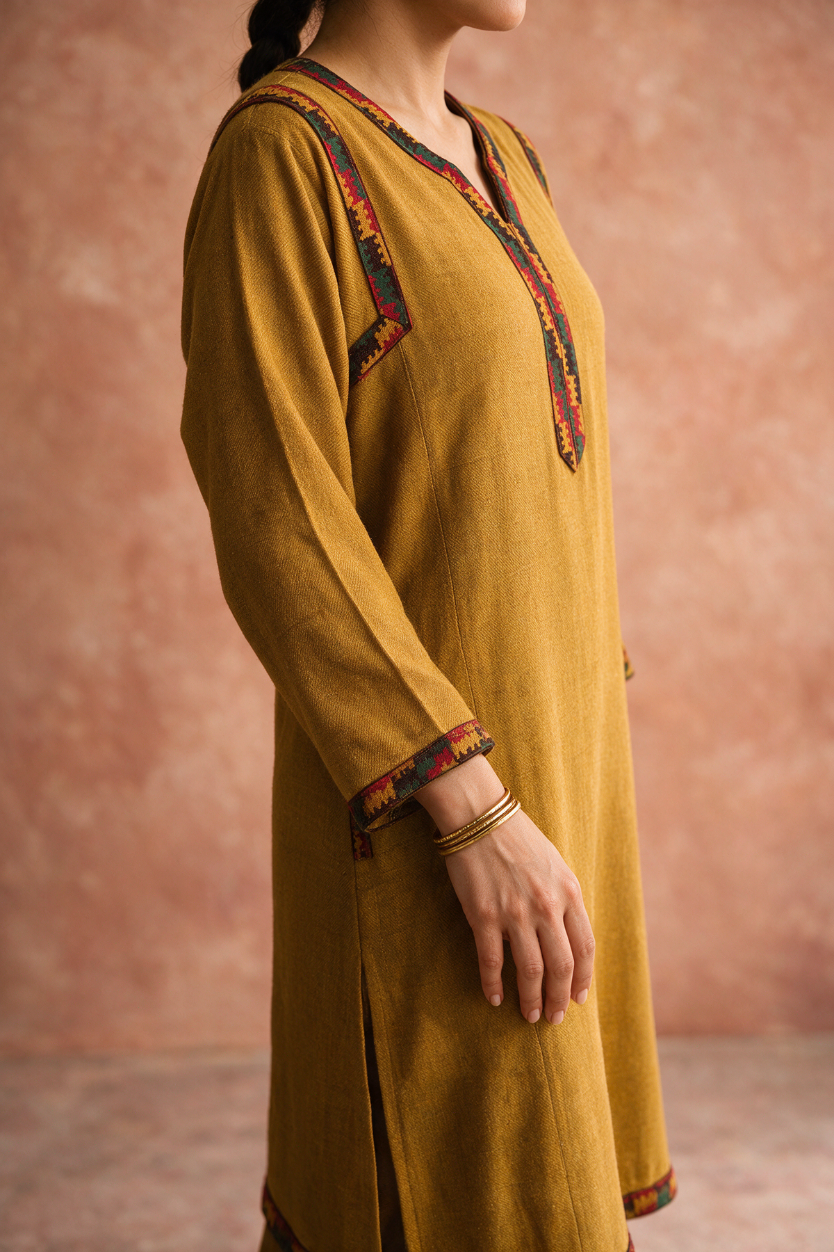 Mustard Yellow Woollen Kurta/Co-ord Set