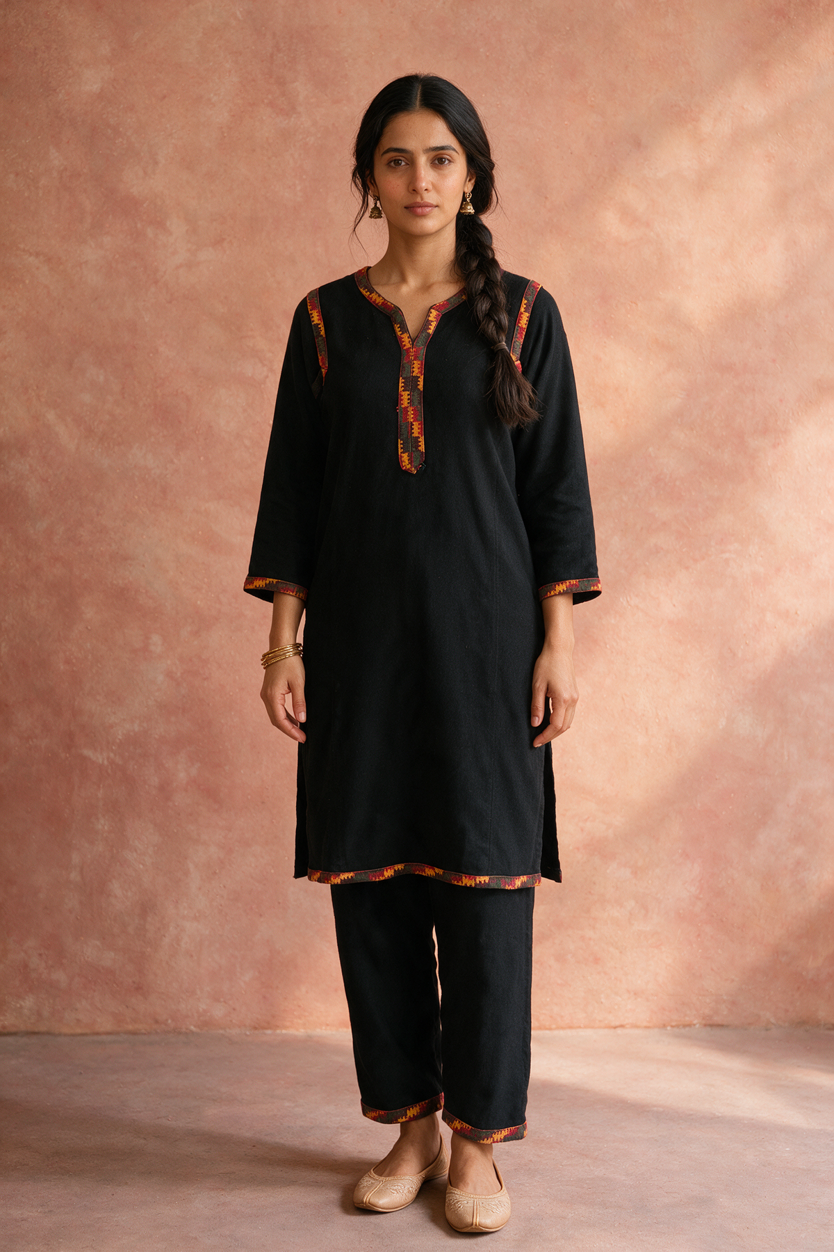 Black Woollen Kurta Set