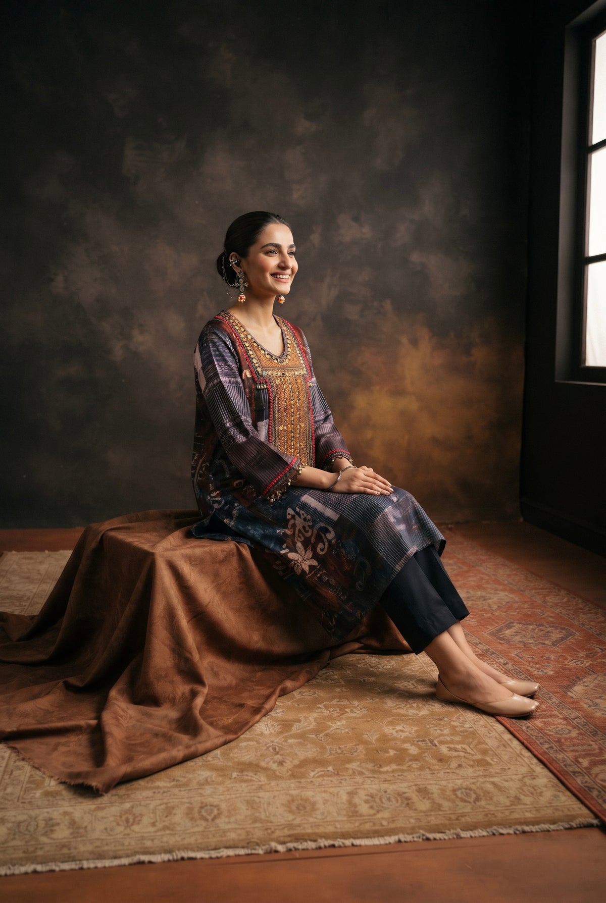 Blue Gajji Silk Embellished Luxe Kurta Set