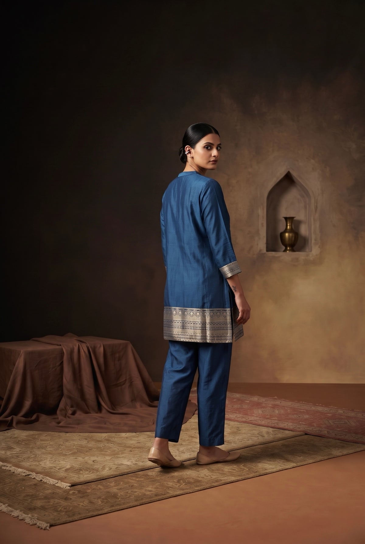 Royal Blue Dola Silk Festive Kurta/Co-ord Set