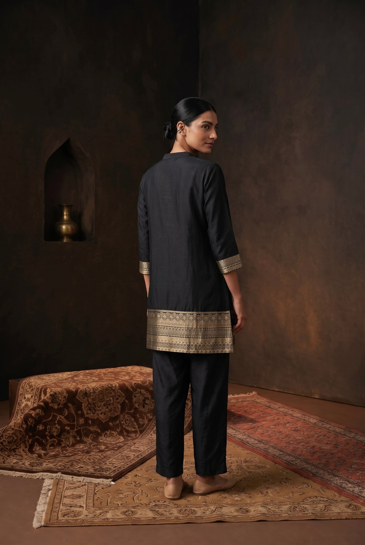 Black Dola Silk Festive Kurta/Co-ord Set