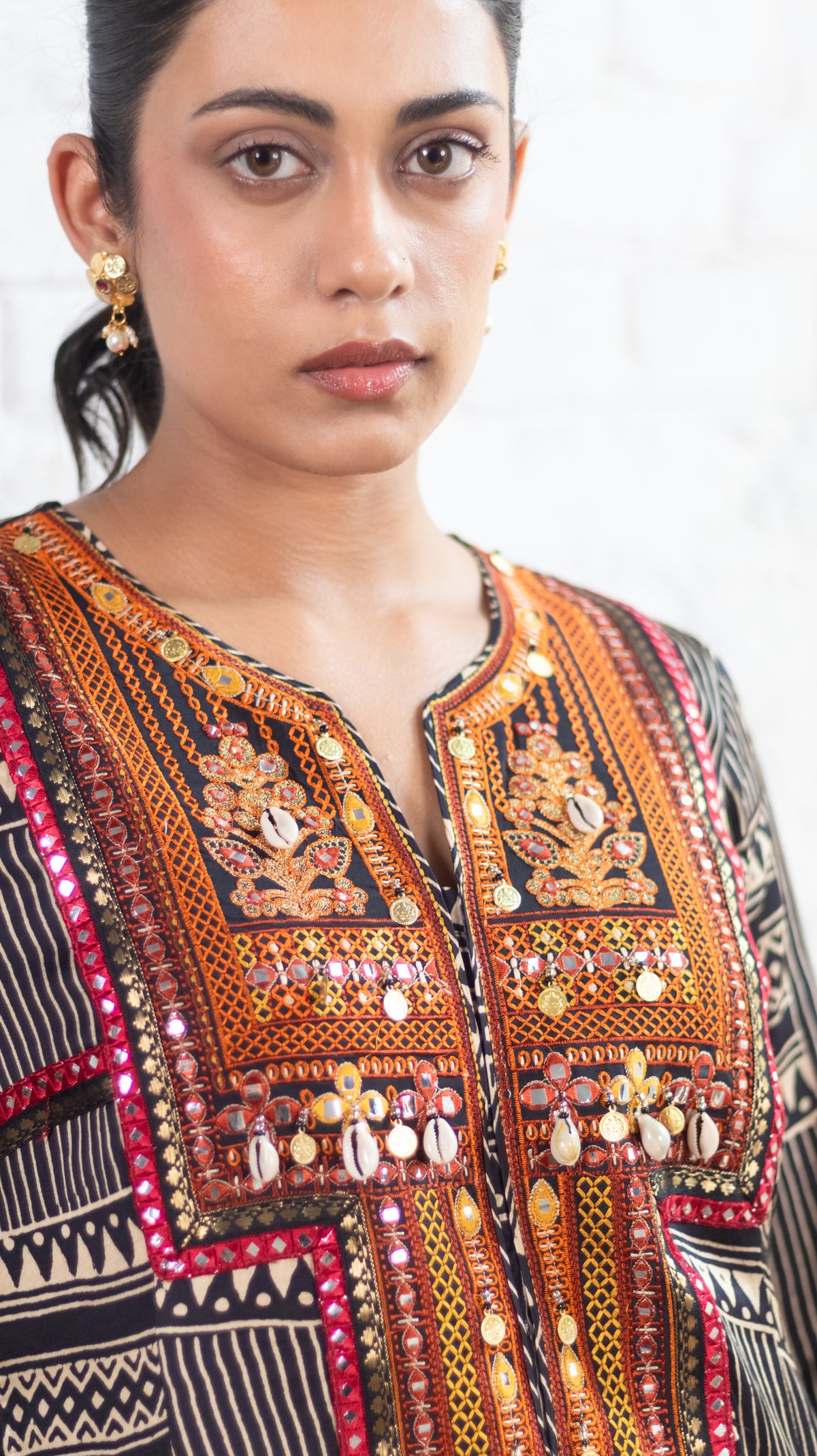 Black Gajji Silk Printed Luxe Kurta Set