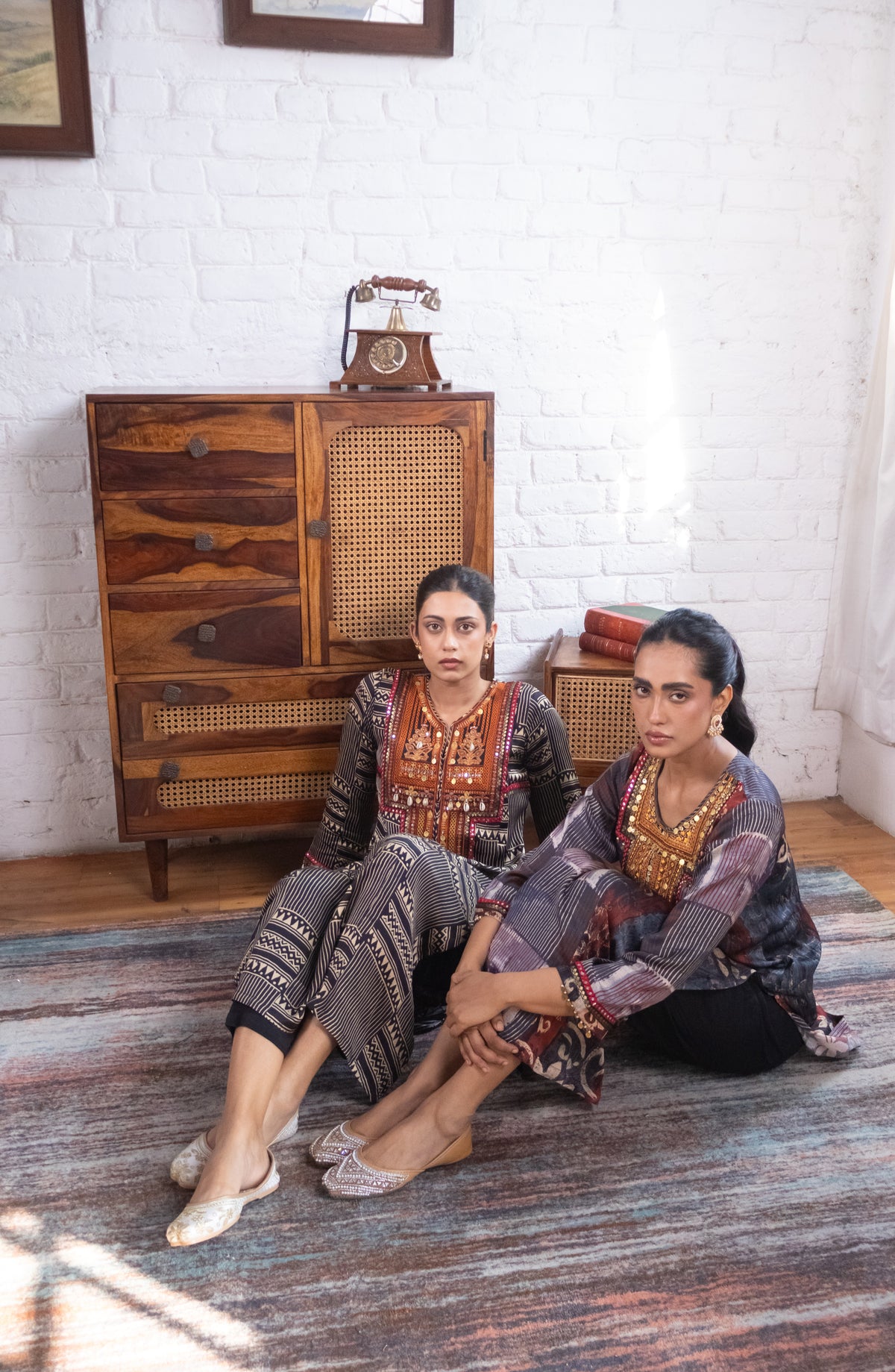 Black Gajji Silk Printed Luxe Kurta Set