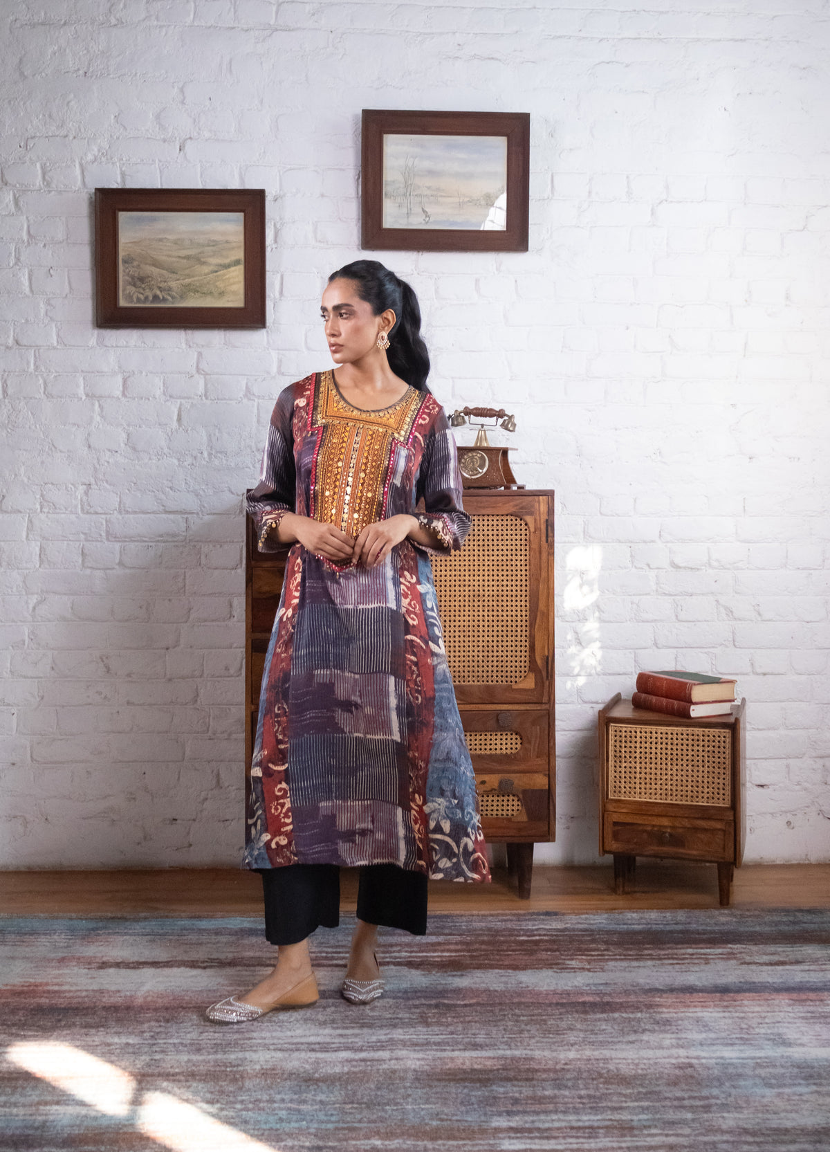 Blue Gajji Silk Embellished Luxe Kurta Set
