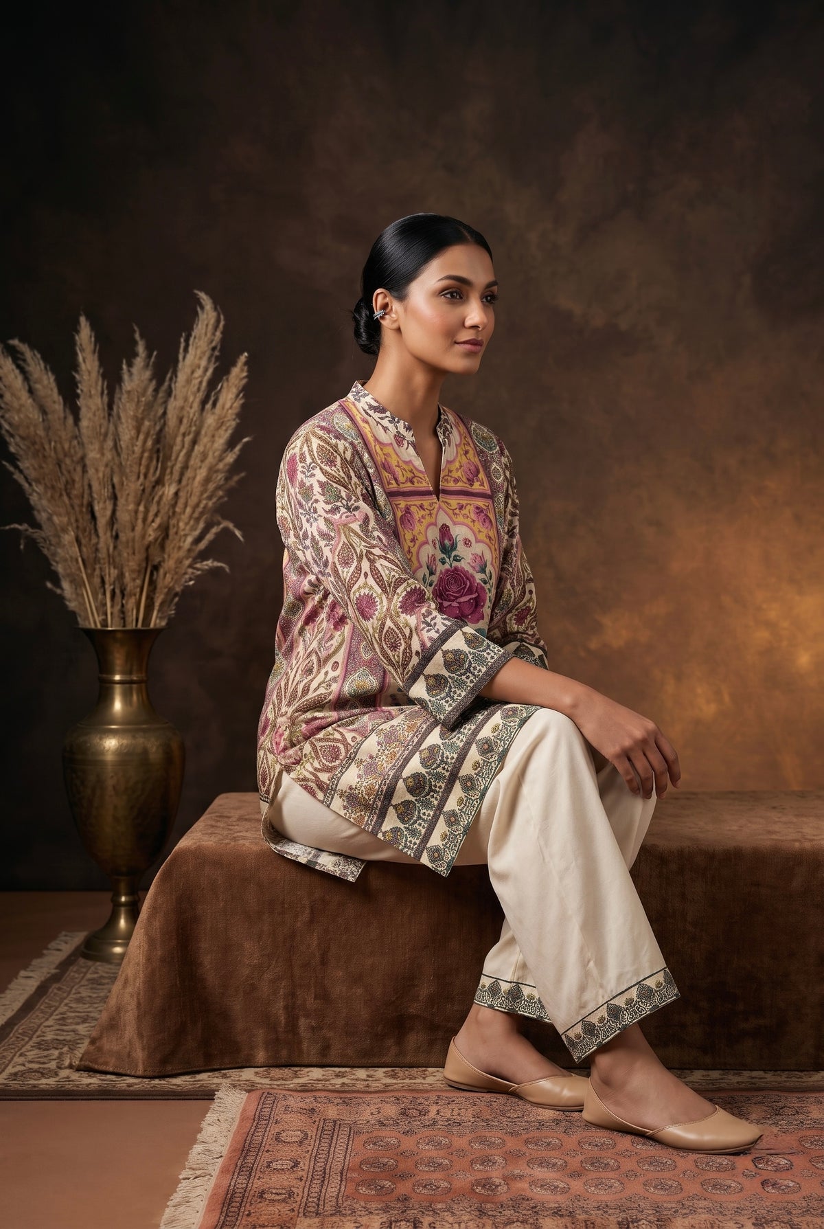 Floral Printed Muslin Luxe Kurta/Co-ord Set