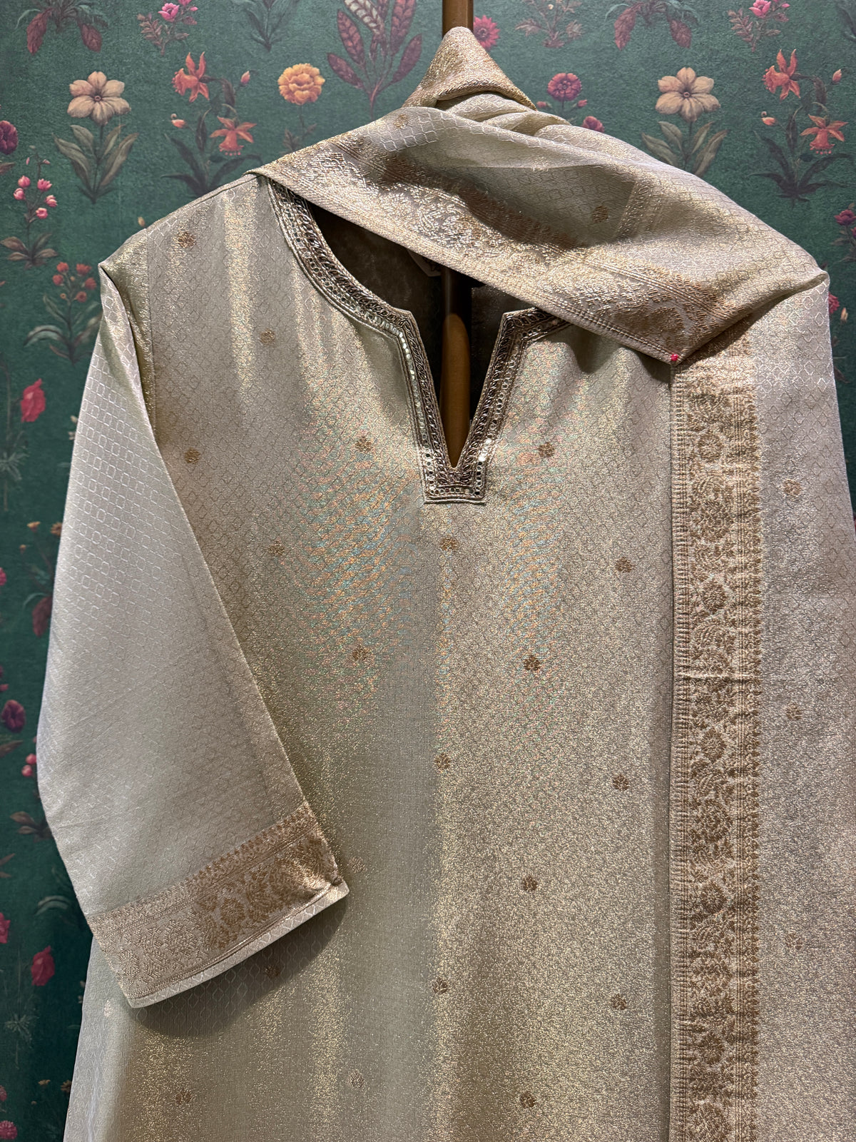 Champagne Gold Dola Silk Suit Set