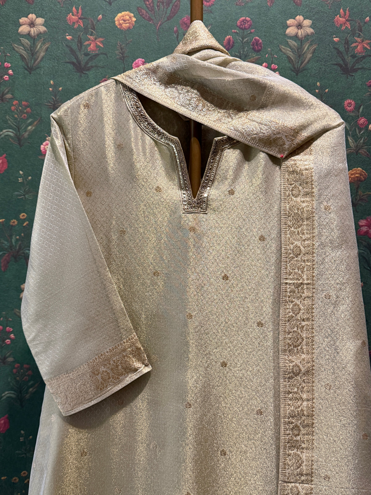 Champagne Gold Dola Silk Suit Set