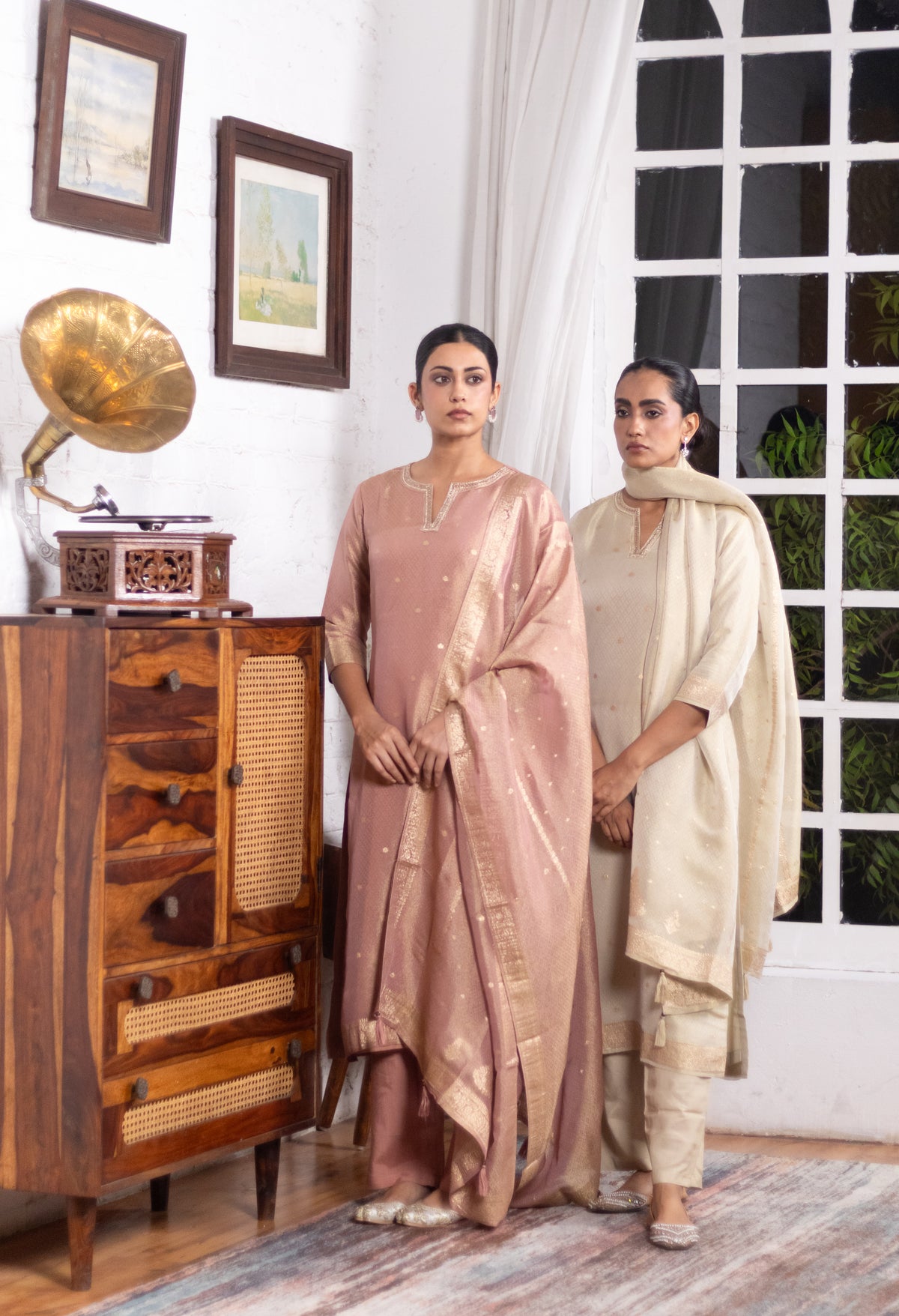 Champagne Gold Dola Silk Suit Set