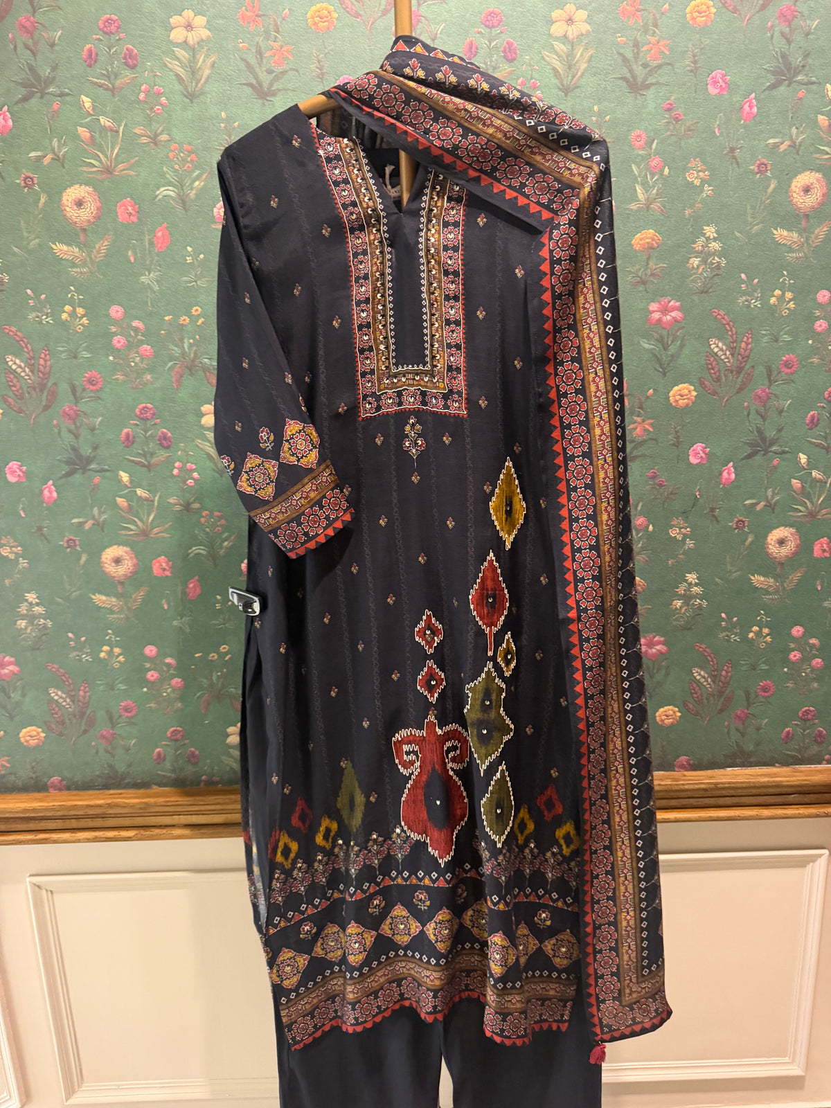 Midnight Black Silk Suit Set