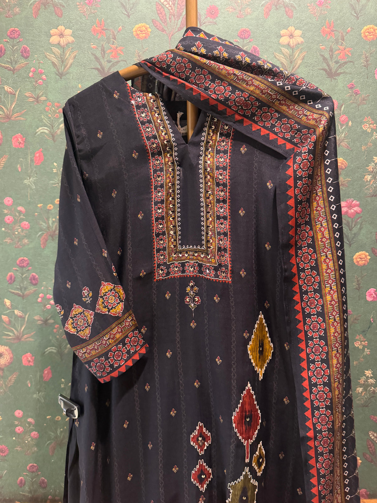 Midnight Black Silk Suit Set