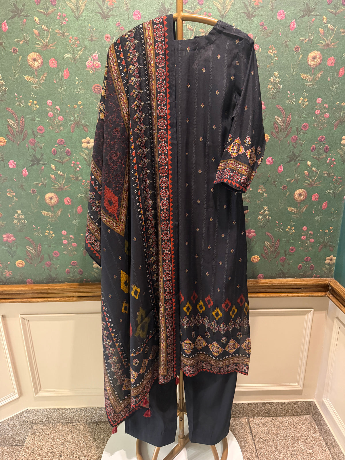 Midnight Black Silk Suit Set