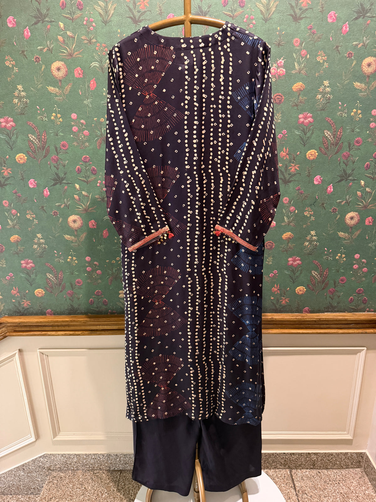 Midnight Blue Gajji Silk Printed Luxe Kurta Set