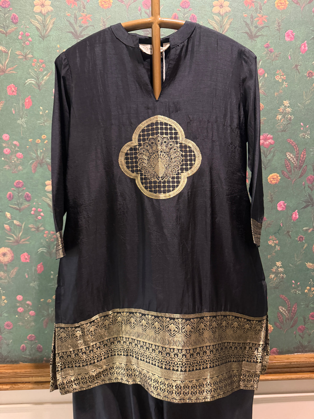 Black Dola Silk Festive Kurta/Co-ord Set