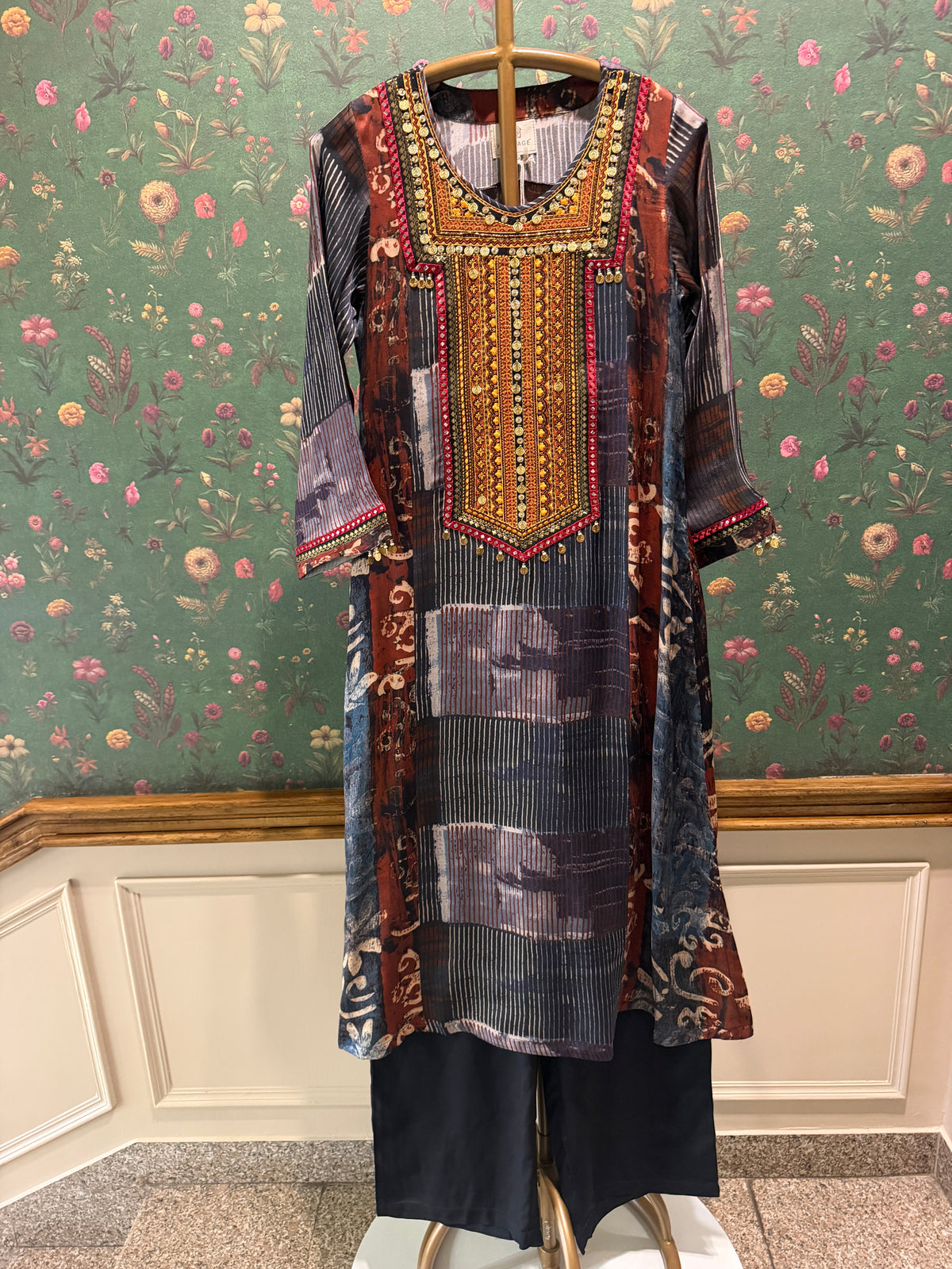 Blue Gajji Silk Embellished Luxe Kurta Set