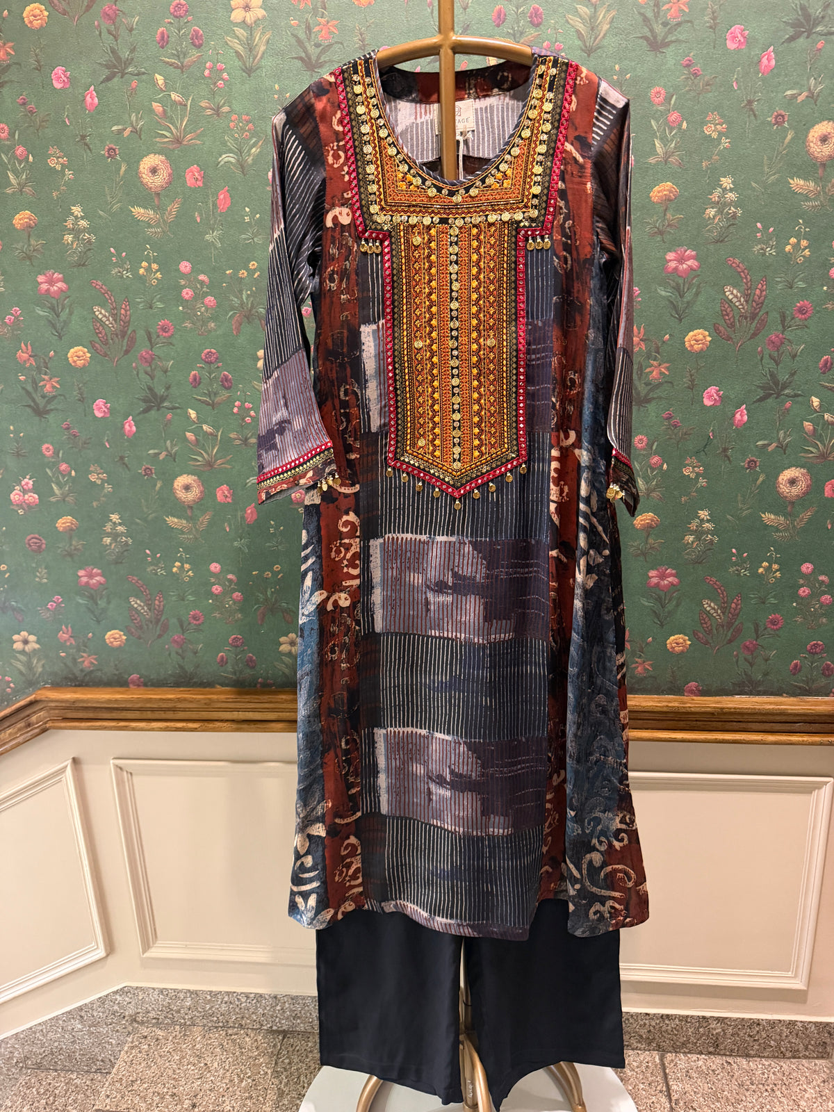 Blue Gajji Silk Embellished Luxe Kurta Set