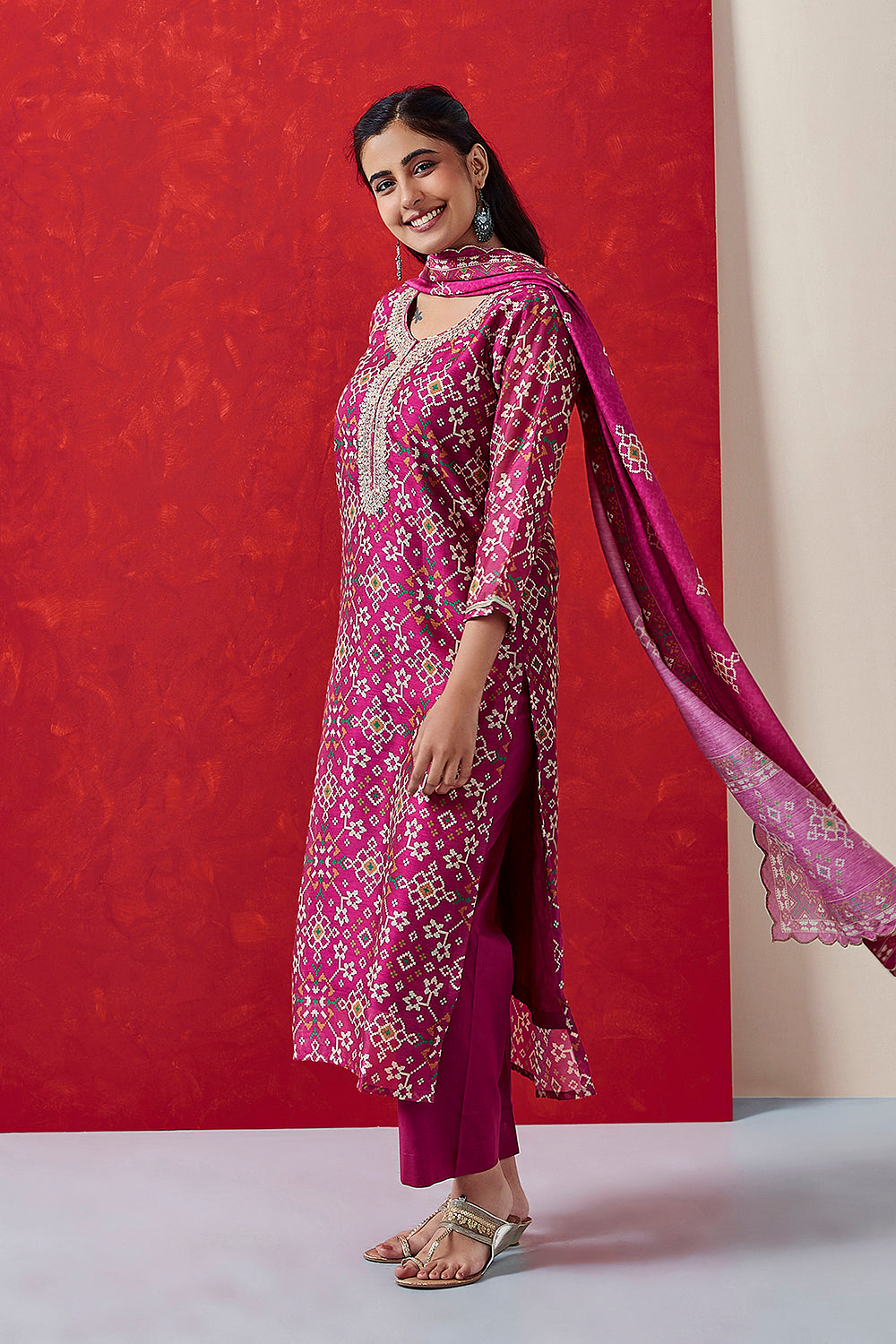 Pink Chanderi Suit Set | HER-408