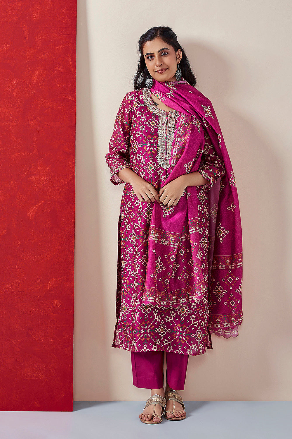 Pink Chanderi Suit Set | HER-408