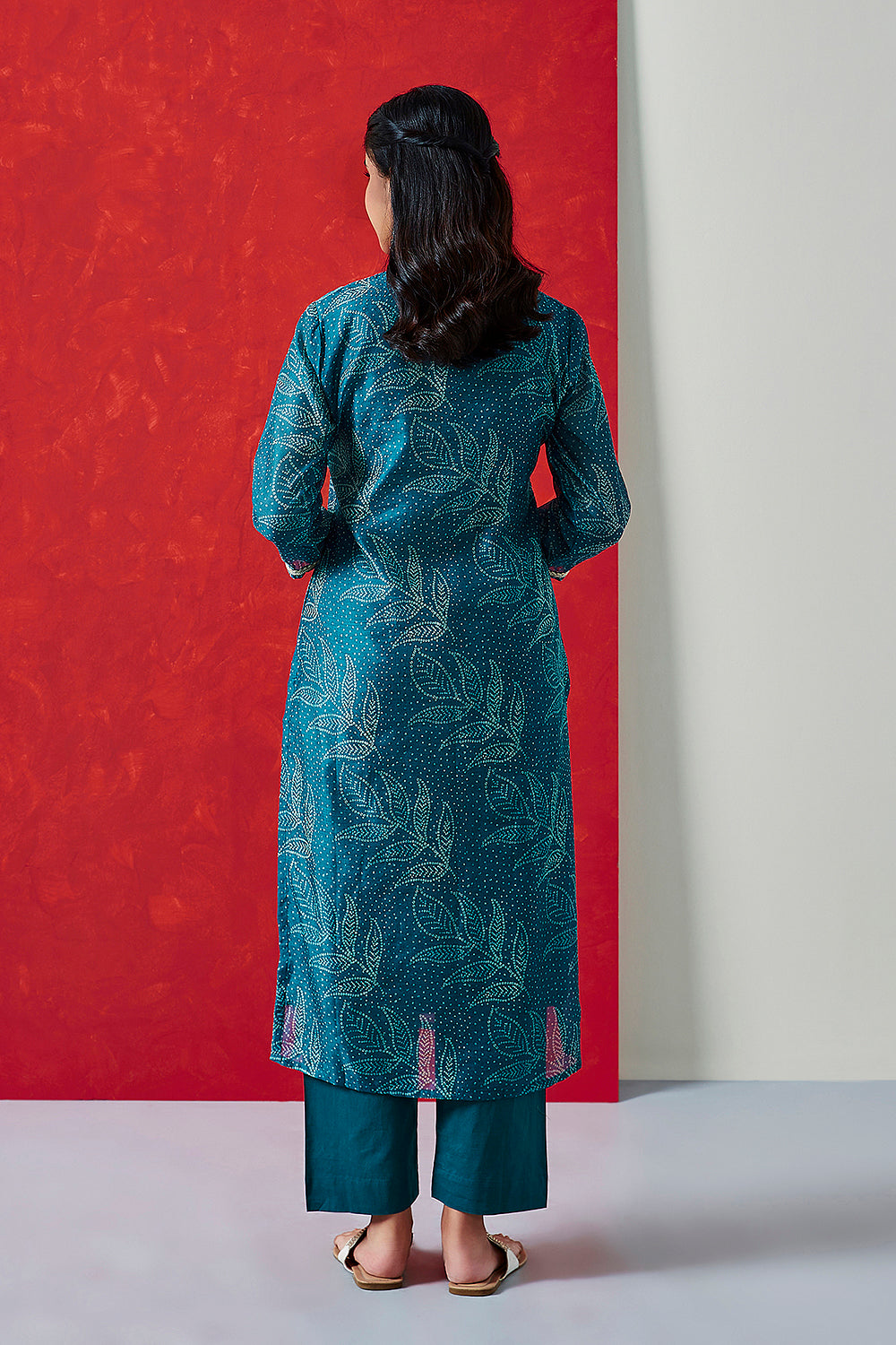 Blue Straight Fit Chanderi Suit Set | HER-412