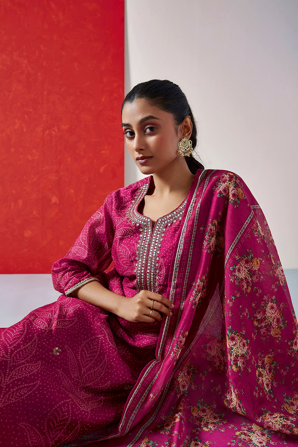 Pink Chanderi Suit Set | HER-412