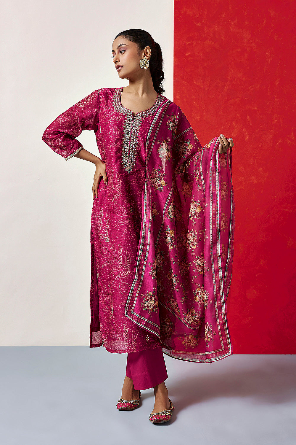 Pink Chanderi Suit Set | HER-412