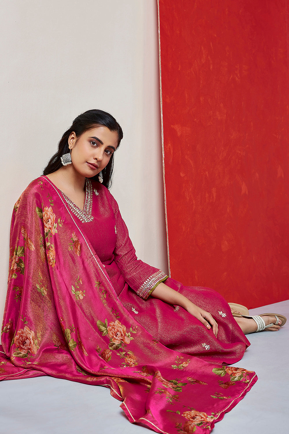 Blush Pink Pure Crushed Tissue Suit Set