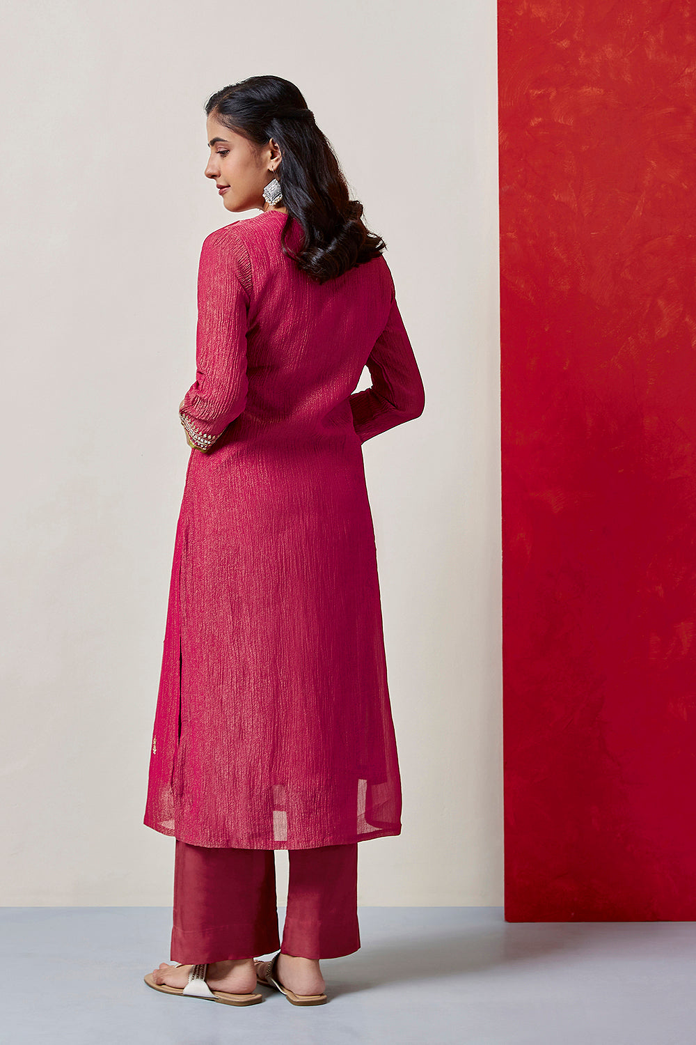 Blush Pink Pure Crushed Tissue Suit Set