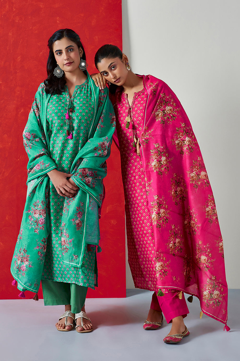 Green Chanderi Suit Set | HER-410