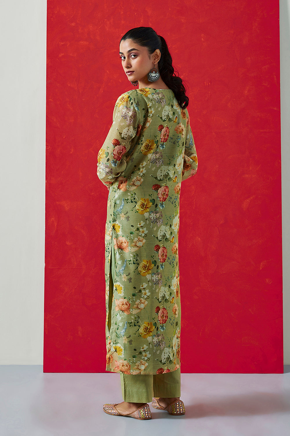 Pastel Green Chanderi Suit Set | HER-407