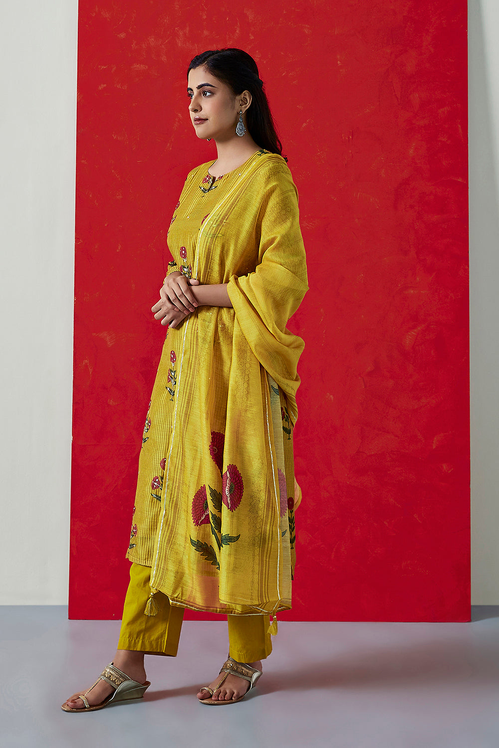 Mustard Chanderi Suit Set | HER-395