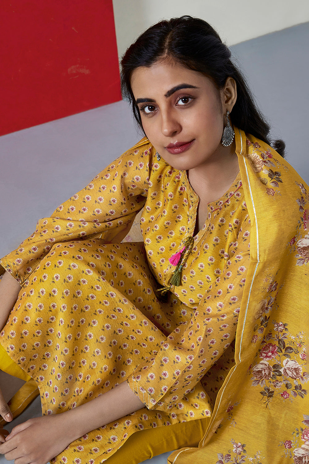 Yellow Chanderi Suit Set | HER-410