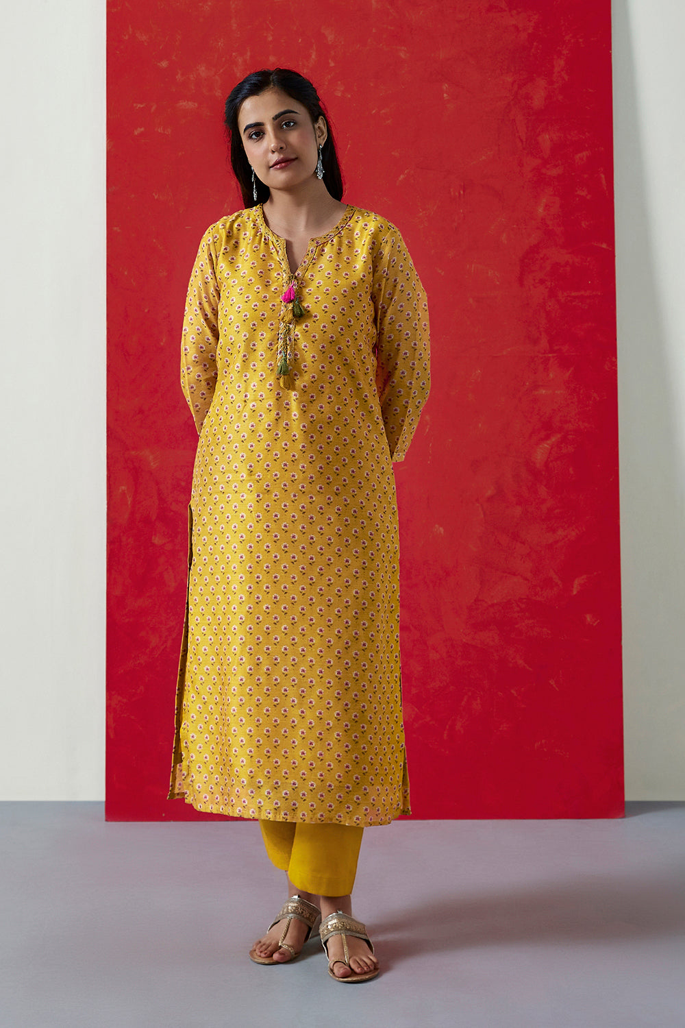 Yellow Chanderi Suit Set | HER-410